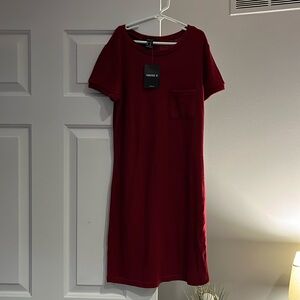Short sleeve crewneck sweater dress